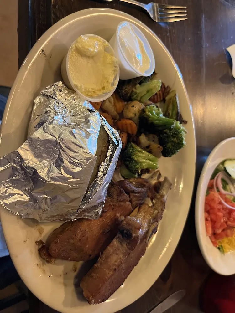 Grilled Pork Chops Baked Potato Grilled Vegetables